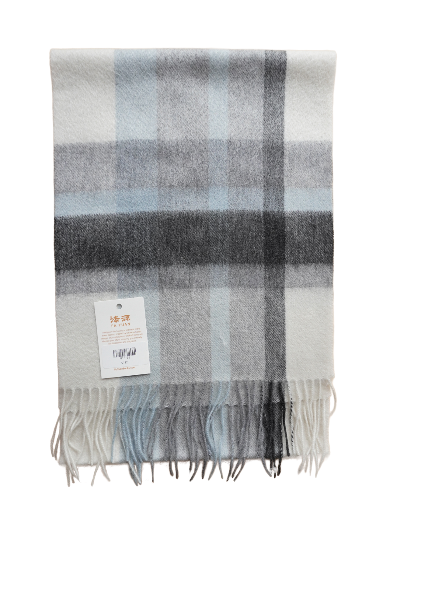 Scarf-Plaid with Light Blue & Gray