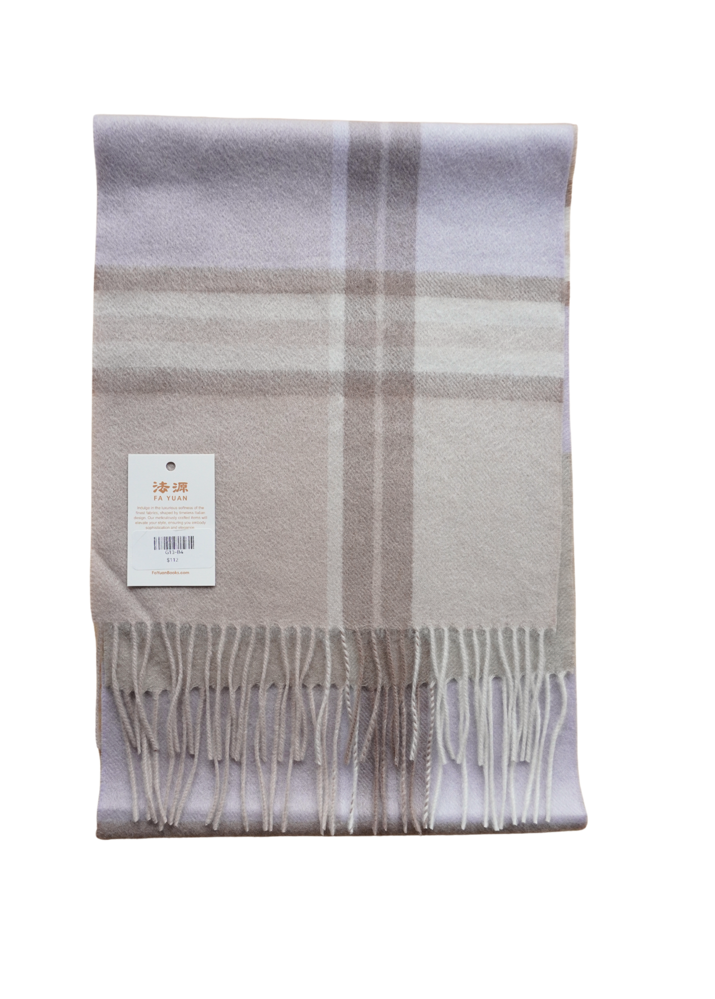 Scarf-Plaid with Light Violet & Beige